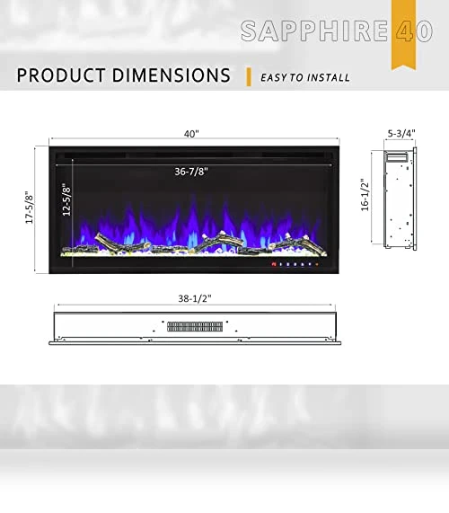 Sapphire 40 Electric Fireplace — Electric Heating Solutions, FIREBLAZE Where Warmth Begins