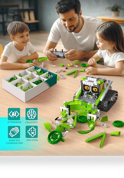 STEM AI Robot Toys Building Set — Interactive Figures & Robots, Opmind
