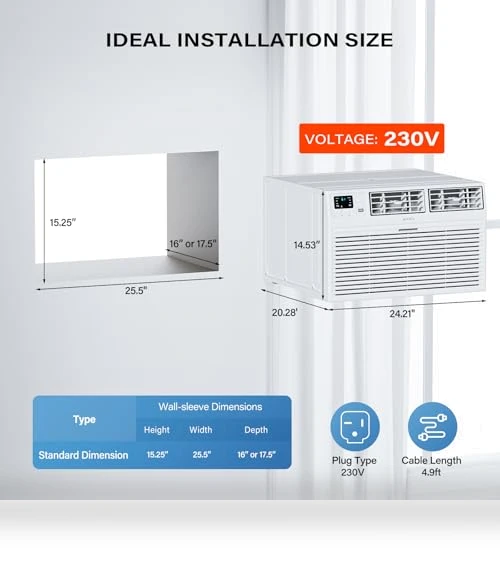 Through the Wall Air Conditioner with Heat — Wall, ROVSUN