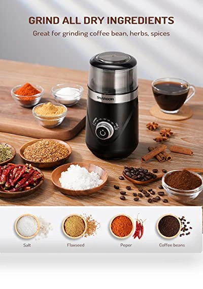 Upgraded Adjustable Coffee Grinder Electric — Electric Blade Coffee Grinders, SHARDOR