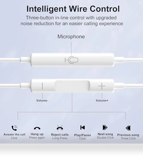 Wired Headphones for iPhone — In-Ear Headphones, NATUZORA