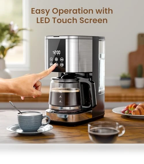 10-Cup Drip Coffee Maker with LED Display & Touch Screen — Coffee Makers, Kismile