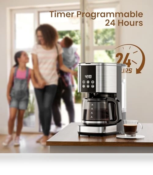 10-Cup Drip Coffee Maker with LED Display & Touch Screen — Coffee Makers, Kismile