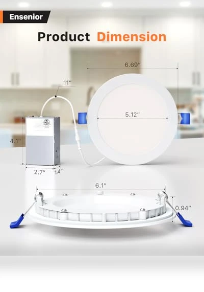 6 Inch LED Recessed Ceiling Light — Kits, Ensenior