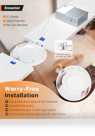 6 Inch LED Recessed Ceiling Light — Kits, Ensenior