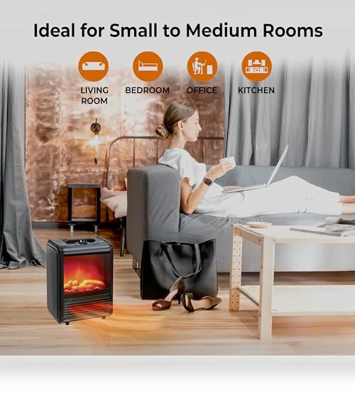 Electric Mini Fireplace Space Heater — Portable Heating Solutions, Comfort Zone