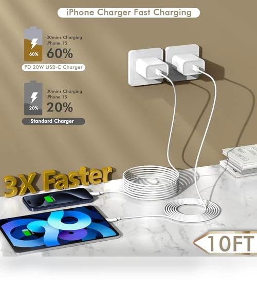 Fast Charging USB-C Cable and Wall Charger Set — Lightning, GOOD EVER TRADING LTD