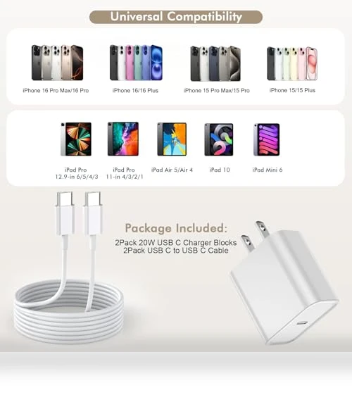 Fast Charging USB-C Cable and Wall Charger Set — Lightning, GOOD EVER TRADING LTD
