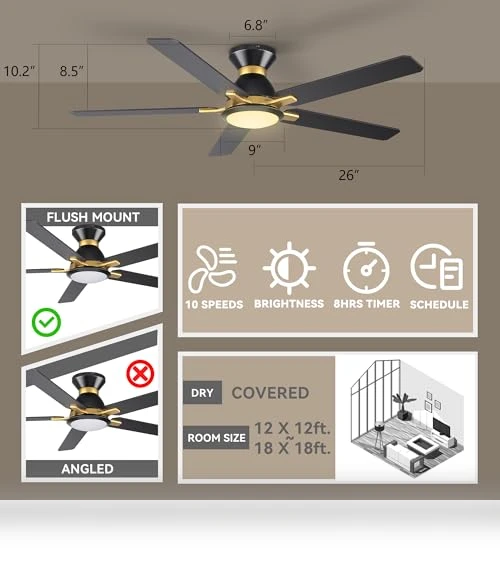 Smart Ceiling Fan with Lights — Ceiling Fan Wall Controls, SMAAIR