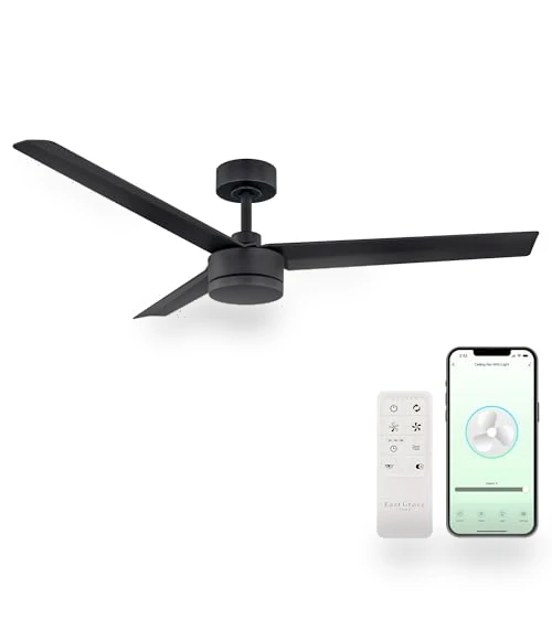 Smart Indoor and Outdoor 52in 3-Blade Ceiling Fan — Ceiling Fans & Accessories, East Grove Home