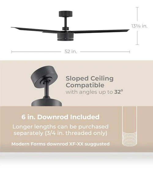 Smart Indoor and Outdoor 52in 3-Blade Ceiling Fan — Ceiling Fans & Accessories, East Grove Home