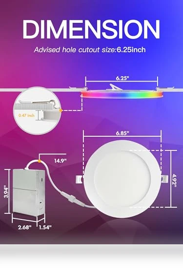Smart LED Recessed Lighting with RGB Back Light — LED, POWERASIA