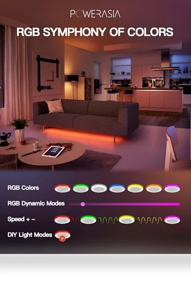 Smart LED Recessed Lighting with RGB Back Light — LED, POWERASIA