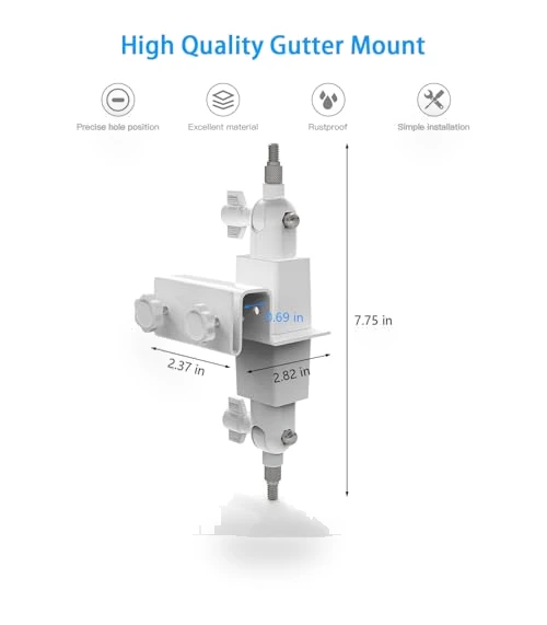 2-in-1 Gutter Bracket Mount for Security Camera and Solar Panel — Surveillance Enclosures & Mounts, VOMENC