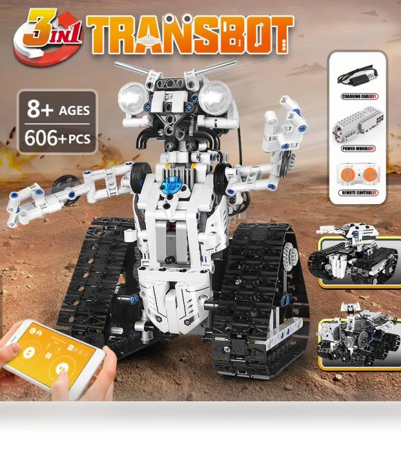 Technical Building Block with Remote Control App, 3-in-1 Robot Transbot MOC Model — Construction Kits, MOULD KING