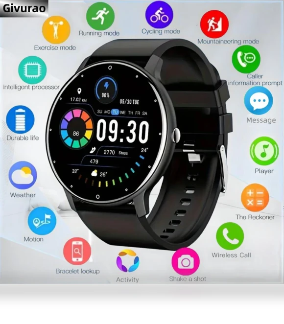 Smartwatch with Heart Rate Monitor — Smartwatches, Givurao Watch