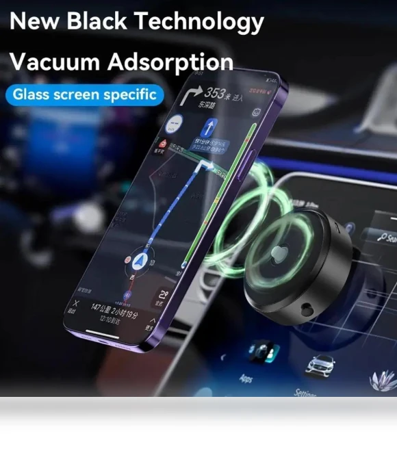 Magnetic Vacuum Car Phone Holder — Dashboard Installation Kits, Auto Home Solutions