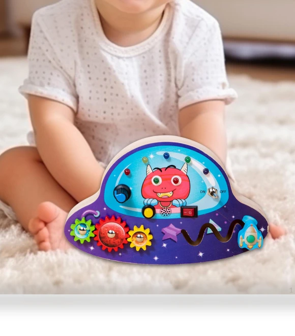 Wooden Busy Board with LED — Infant & Early Childhood Playthings, Handy Hobbies
