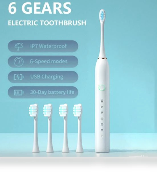 Electric Toothbrush with 4 Brush Heads — Electric Toothbrush Heads, moxia