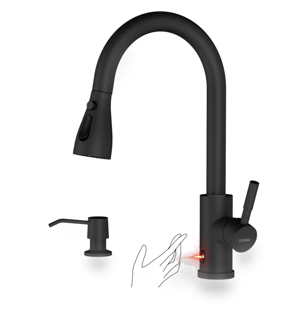 Luxury Matte Black Kitchen Faucet with Automatic Sensor — Smart-Touch Kitchen Faucets, AniWorld