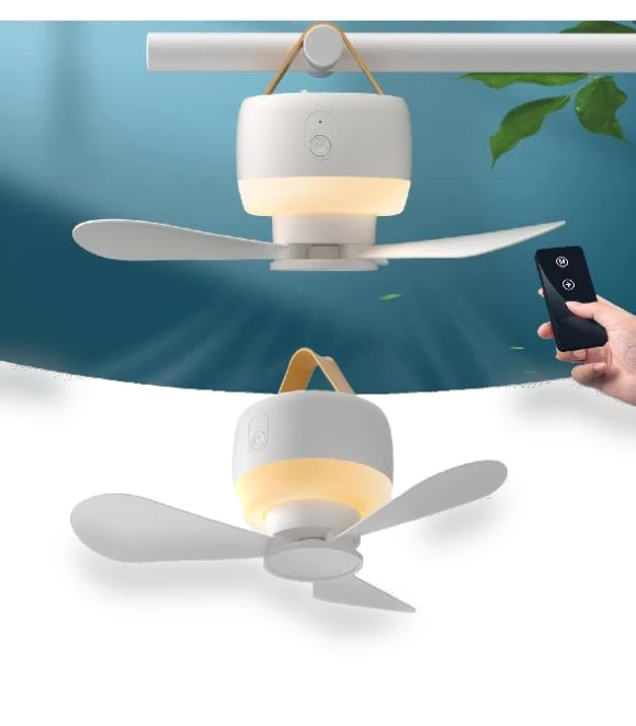Rechargeable Mini Ceiling Fan with Remote Control — Portable Cooling Solutions