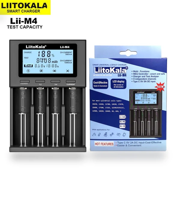 Smart Charger for 18650/26660 Batteries with LCD Display and Capacity Tester — Chargers, Liitokala