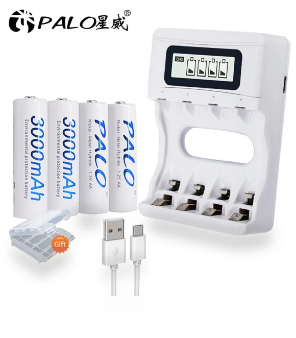 Ni-MH Rechargeable Battery with USB Smart Fast Charger — Batteries, PALO