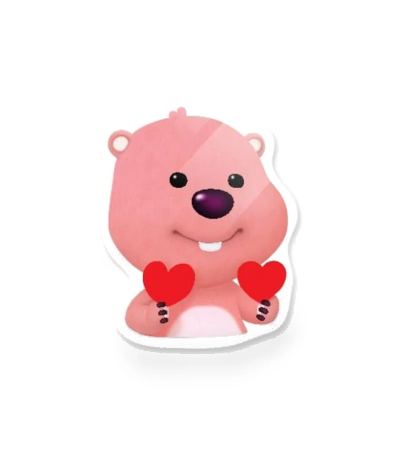 Epoxy Transparent Smart Talk Character Loop with Two Hearts — Playsets, Board M Factory