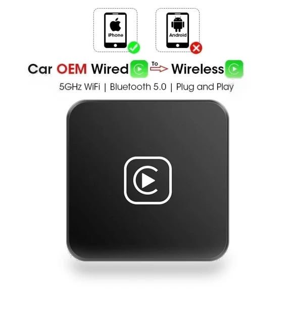 Mini Box with Wired Wireless Connection Carplay Android Auto BT Adapter — Stereo Receivers, Reakosound