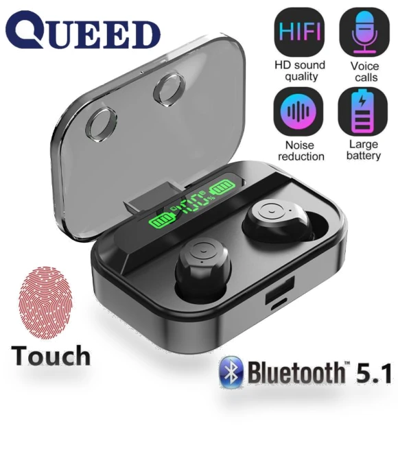 Wireless Bluetooth Headset with Touch Display — Audio Gear, QUEED