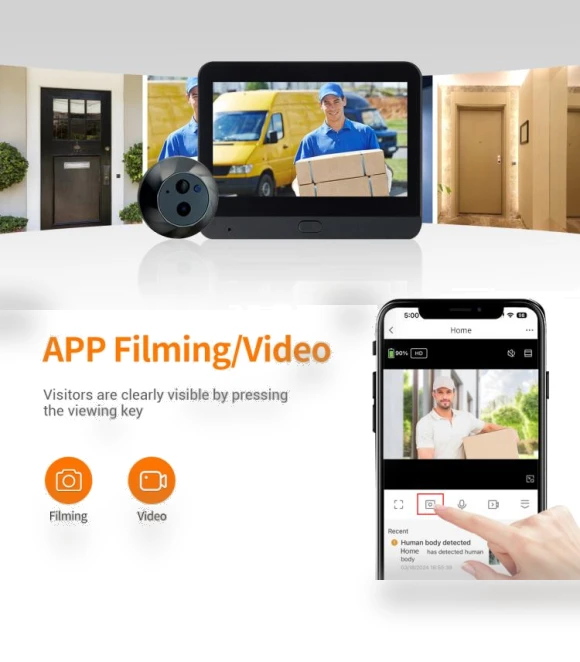 Digital Door Viewer WiFi Video Doorbell — Smart Home Security, ESCAM