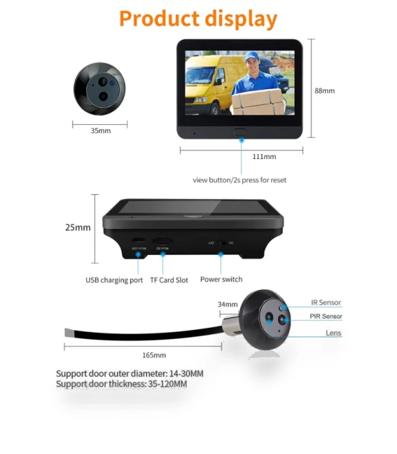 Digital Door Viewer WiFi Video Doorbell — Smart Home Security, ESCAM