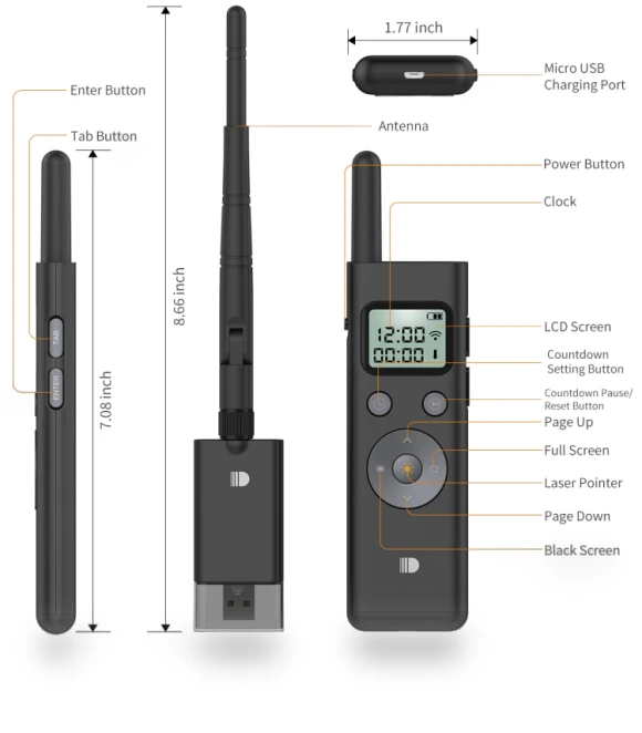 Long Distance Laser Remote Control Green Light Page Turner — Presentation Pointers, Doosl