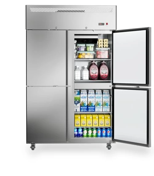 Commercial Refrigerator 4 Door Stainless Steel Reach-in Solid Door Upright Fridge — Mini Fridges, Ferueo