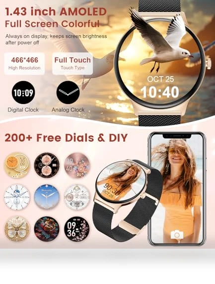 Elegant Rose Gold Smartwatch — Smartwatches, LIGE