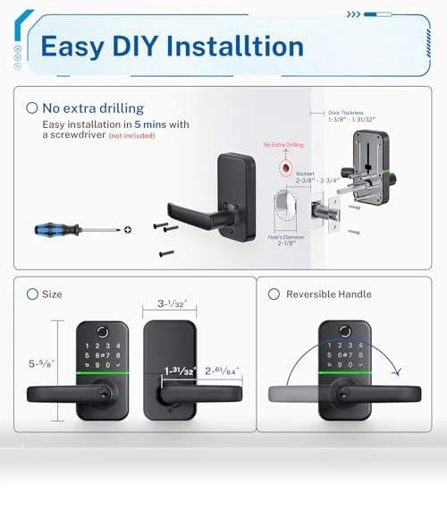 Keypad Smart Door Lock with Handle — Smart Home Security, KUCACCI
