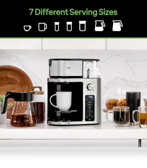MultiServe Plus 10-Cup Pod Free Drip Coffee Maker — Coffee & Espresso Combos, Braun