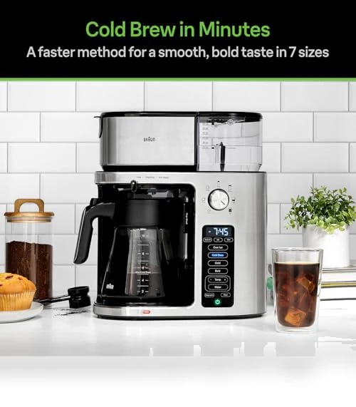 MultiServe Plus 10-Cup Pod Free Drip Coffee Maker — Coffee & Espresso Combos, Braun