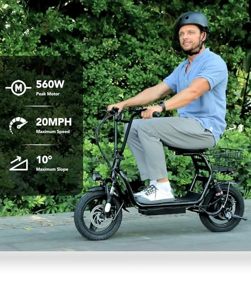 Peak 1200W Foldable Electric Scooter with Seat — Push Scooters, Caroma
