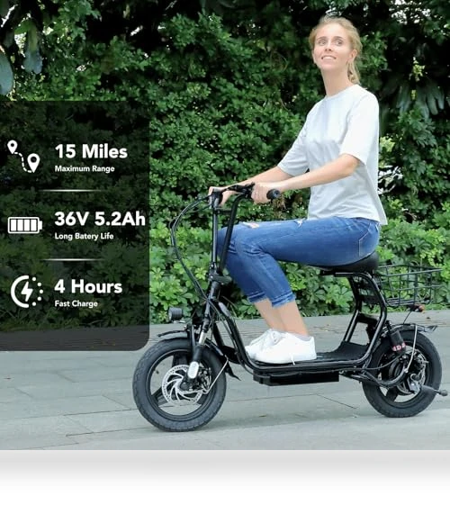 Peak 1200W Foldable Electric Scooter with Seat — Push Scooters, Caroma