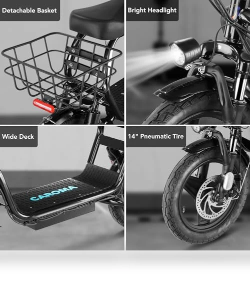 Peak 1200W Foldable Electric Scooter with Seat — Push Scooters, Caroma