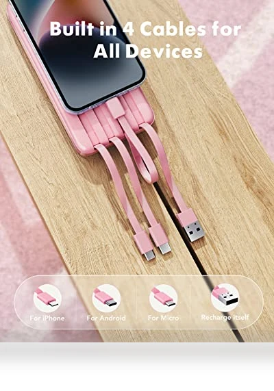 Portable Charger with Built in Cables — Chargers, Charmast