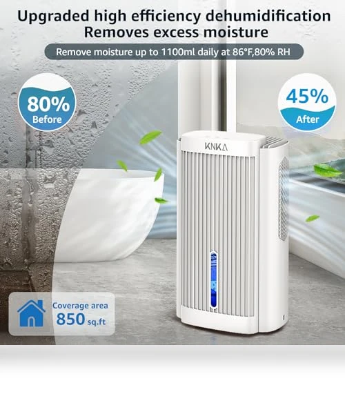 Quiet Dehumidifier with LED Light — Air Moisture Control, KNKA
