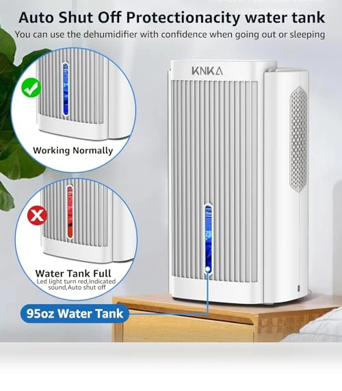 Quiet Dehumidifier with LED Light — Air Moisture Control, KNKA