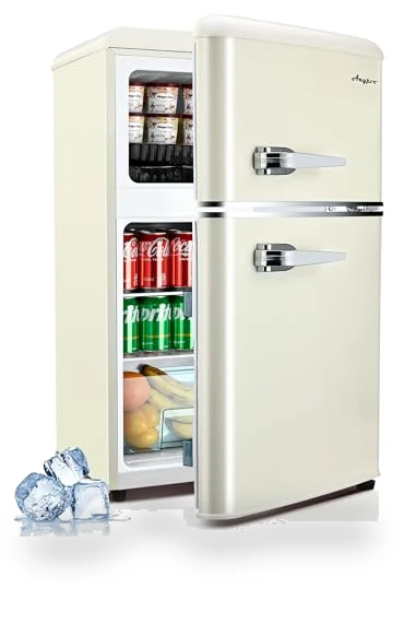 Retro Double Door Refrigerator with Freezer — Mini Fridges, Anypro