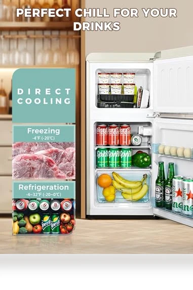 Retro Double Door Refrigerator with Freezer — Mini Fridges, Anypro