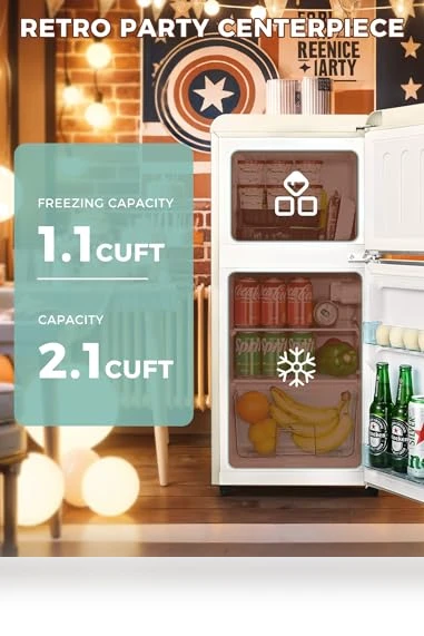 Retro Double Door Refrigerator with Freezer — Mini Fridges, Anypro