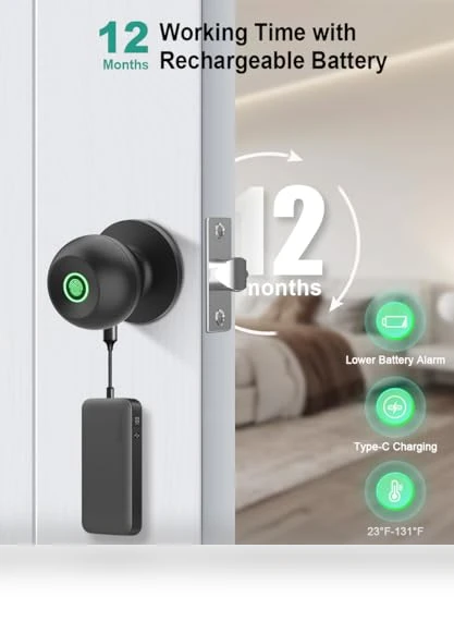 Smart Fingerprint Door Knob — Deadbolts, KLLOQUE