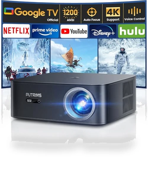 Smart Projector with WiFi 6 and Bluetooth — Home Theater Projectors, PUTRIMS
