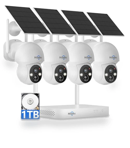 Solar-Powered Outdoor Security Camera System — Security Cameras, Hiseeu